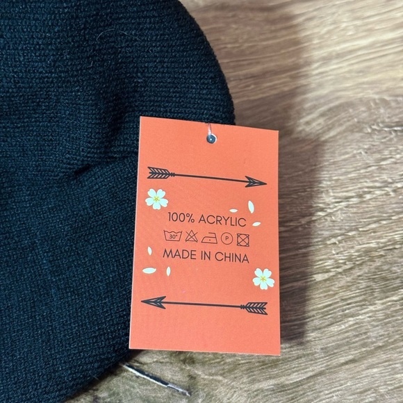 Black Odds In Your Favor Beanie with Floral Design | Hunger Games | Owlcrate - Picture 5 of 5
